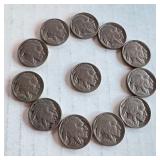 Lot of 12 Buffalo Nickels Assorted Dates Lot of 12 Buffalo Nickels Assorted Dates
