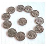 Lot of 12 Buffalo Nickels Assorted Dates Lot of 12 Buffalo Nickels Assorted Dates