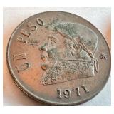 Collection of 12 Mexican Peso and Centavos Coins, Circulated Condition Collection of 12 Mexican Peso and Centavos Coins, Circulated Condition