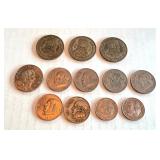 Collection of 12 Mexican Peso and Centavos Coins, Circulated Condition Collection of 12 Mexican Peso and Centavos Coins, Circulated Condition