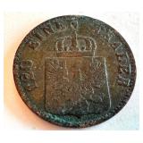 1863 Prussian 3 Pfennige Copper Coin 1863 Prussian 3 Pfennige Copper Coin