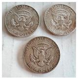Set of 3 1964 Kennedy Half Dollar Coins, 2 D Mint Set of 3 1964 Kennedy Half Dollar Coins, 2 D Mint