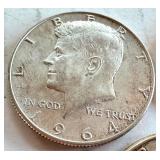 Set of 3 1964 Kennedy Half Dollar Coins, 2 D Mint Set of 3 1964 Kennedy Half Dollar Coins, 2 D Mint