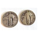 Pair of Standing Liberty Silver Quarters 1927 Circulated US Coins Pair of Standing Liberty Silver Quarters 1927 Circulated US Coins