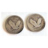 Pair of Standing Liberty Silver Quarters 1927 Circulated US Coins Pair of Standing Liberty Silver Quarters 1927 Circulated US Coins