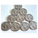 Lot of 10 Circulated Buffalo Nickels Mixed Dates Lot of 10 Circulated Buffalo Nickels Mixed Dates