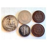 Set of 5 Circulated US Coins: 1935 Quarter, 1943 Mercury Dime, 1905 Liberty Nickel, 1900 & 1888 Indian Head Cents Set of 5 Circulated US Coins: 1935 Quarter, 1943 Mercury Dime, 1905 Liberty Nickel, 1900 & 1888 Indian Head Cents