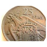 Spain 1957 25 Pesetas Francisco Franco Coin Spain 1957 25 Pesetas Francisco Franco Coin
