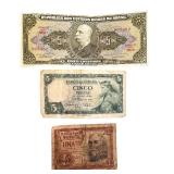 Collection of Vintage World Banknotes Including Spain, Brazil, and China Collection of Vintage World Banknotes Including Spain, Brazil, and China