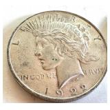 Pair of 1922 Peace Silver Dollars Pair of 1922 Peace Silver Dollars