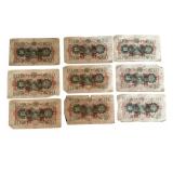 Set of 9 Vintage Japanese Military 10 Yen Banknotes Set of 9 Vintage Japanese Military 10 Yen Banknotes