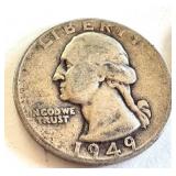 2x 1949 Washington Quarters One with D Mint Mark 2x 1949 Washington Quarters One with D Mint Mark