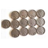 Lot of 13 Circulated Buffalo Nickels Assorted Dates Lot of 13 Circulated Buffalo Nickels Assorted Dates