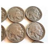 Lot of 13 Circulated Buffalo Nickels Assorted Dates Lot of 13 Circulated Buffalo Nickels Assorted Dates