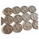Lot of 13 Circulated Buffalo Nickels Assorted Dates Lot of 13 Circulated Buffalo Nickels Assorted Dates