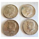 Set of 4 Circulated Kennedy Half Dollar Coins 1965-1967 Set of 4 Circulated Kennedy Half Dollar Coins 1965-1967