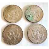Set of 4 Circulated Kennedy Half Dollar Coins 1965-1967 Set of 4 Circulated Kennedy Half Dollar Coins 1965-1967