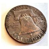 2 Circulated Franklin Half Dollars 1949 and 1951 2 Circulated Franklin Half Dollars 1949 and 1951
