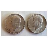 Pair of 1964 Kennedy Half Dollar Coins Pair of 1964 Kennedy Half Dollar Coins