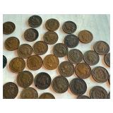 Lot of 65 Circulated Indian Head Pennies Assorted Years Lot of 65 Circulated Indian Head Pennies Assorted Years