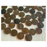 Lot of 65 Circulated Indian Head Pennies Assorted Years Lot of 65 Circulated Indian Head Pennies Assorted Years