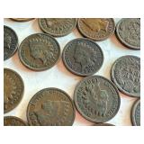 Lot of 65 Circulated Indian Head Pennies Assorted Years Lot of 65 Circulated Indian Head Pennies Assorted Years
