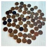 Lot of 65 Circulated Indian Head Pennies Assorted Years Lot of 65 Circulated Indian Head Pennies Assorted Years