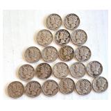Lot of 20 Circulated Mercury Dimes Mixed Dates Lot of 20 Circulated Mercury Dimes Mixed Dates