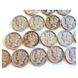 Lot of 20 Circulated Mercury Dimes Mixed Dates Lot of 20 Circulated Mercury Dimes Mixed Dates