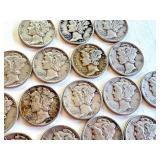 Lot of 20 Circulated Mercury Dimes Mixed Dates Lot of 20 Circulated Mercury Dimes Mixed Dates