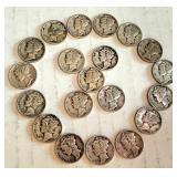 Lot of 20 Circulated Mercury Dimes Assorted Dates Lot of 20 Circulated Mercury Dimes Assorted Dates