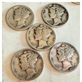 Lot of 20 Circulated Mercury Dimes Assorted Dates Lot of 20 Circulated Mercury Dimes Assorted Dates