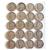 Lot of 20 Circulated Mercury Dimes Mixed Dates Lot of 20 Circulated Mercury Dimes Mixed Dates