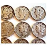 Lot of 20 Circulated Mercury Dimes Mixed Dates Lot of 20 Circulated Mercury Dimes Mixed Dates