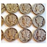 Lot of 20 Circulated Mercury Dimes Mixed Dates Lot of 20 Circulated Mercury Dimes Mixed Dates