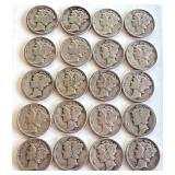 Lot of 20 Circulated Mercury Dimes Mixed Dates Lot of 20 Circulated Mercury Dimes Mixed Dates