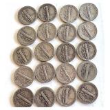 Lot of 20 Circulated Mercury Dimes Mixed Dates Lot of 20 Circulated Mercury Dimes Mixed Dates