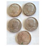 Set of 5 Kennedy Half Dollars 1965-1969 Silver Clad Coins Set of 5 Kennedy Half Dollars 1965-1969 Silver Clad Coins