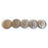 Set of 5 Kennedy Half Dollars 1965-1969 Silver Clad Coins Set of 5 Kennedy Half Dollars 1965-1969 Silver Clad Coins