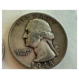 Set of 5 Washington Silver Quarters 1948, 1953, 1958, 1963, 1964 Set of 5 Washington Silver Quarters 1948, 1953, 1958, 1963, 1964
