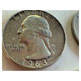 Set of 5 Washington Silver Quarters 1948, 1953, 1958, 1963, 1964 Set of 5 Washington Silver Quarters 1948, 1953, 1958, 1963, 1964