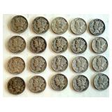 Lot of 20 Circulated Mercury Dimes Assorted Dates Lot of 20 Circulated Mercury Dimes Assorted Dates