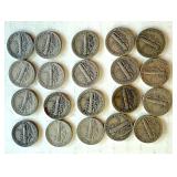 Lot of 20 Circulated Mercury Dimes Assorted Dates Lot of 20 Circulated Mercury Dimes Assorted Dates
