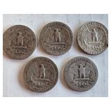 Set of 5 Washington Silver Quarters 1934-1962 Set of 5 Washington Silver Quarters 1934-1962