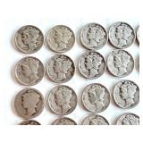 Lot of 24 Circulated Mercury Dimes Assorted Dates Lot of 24 Circulated Mercury Dimes Assorted Dates