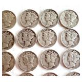 Lot of 24 Circulated Mercury Dimes Assorted Dates Lot of 24 Circulated Mercury Dimes Assorted Dates