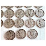 Lot of 24 Circulated Mercury Dimes Assorted Dates Lot of 24 Circulated Mercury Dimes Assorted Dates