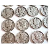 Lot of 24 Circulated Mercury Dimes Assorted Dates Lot of 24 Circulated Mercury Dimes Assorted Dates
