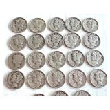 Lot of 24 Circulated Mercury Dimes Assorted Dates Lot of 24 Circulated Mercury Dimes Assorted Dates