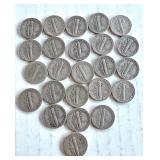 Lot of 24 Circulated Mercury Dimes Assorted Dates Lot of 24 Circulated Mercury Dimes Assorted Dates